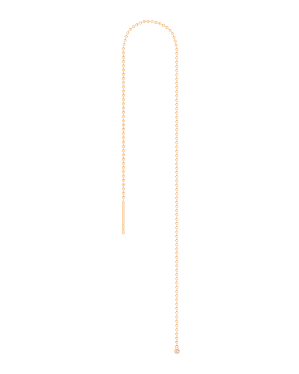Single Threader 14k Diamond Earring, 4"L